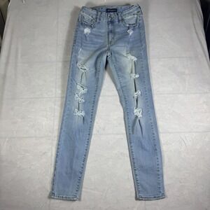 Aéropostale Womens Skinney Jeans Light Blue Distressed Denim Classic Stretch 6
